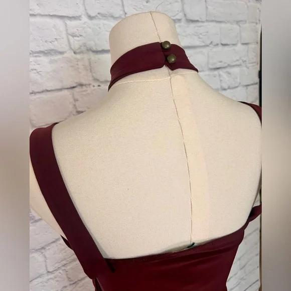 Burgundy Red Strappy Sweatheart Jumpsuit Small - Picture 5 of 6